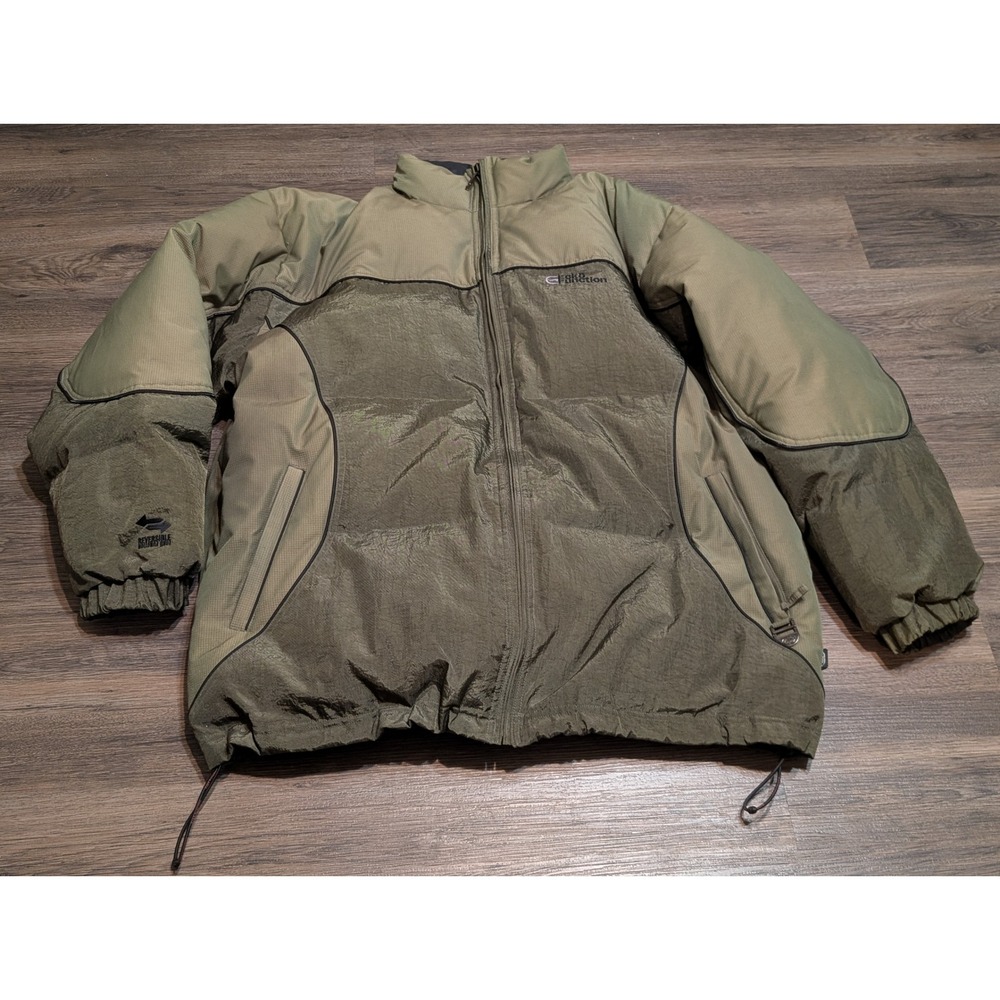 Ecko Function Reversible‎ Puffer Jacket Mens 2XL Olive Green Black Y2K